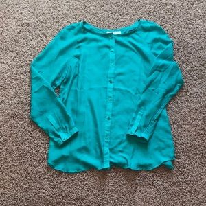 LOFT kelly green blouse with buttons